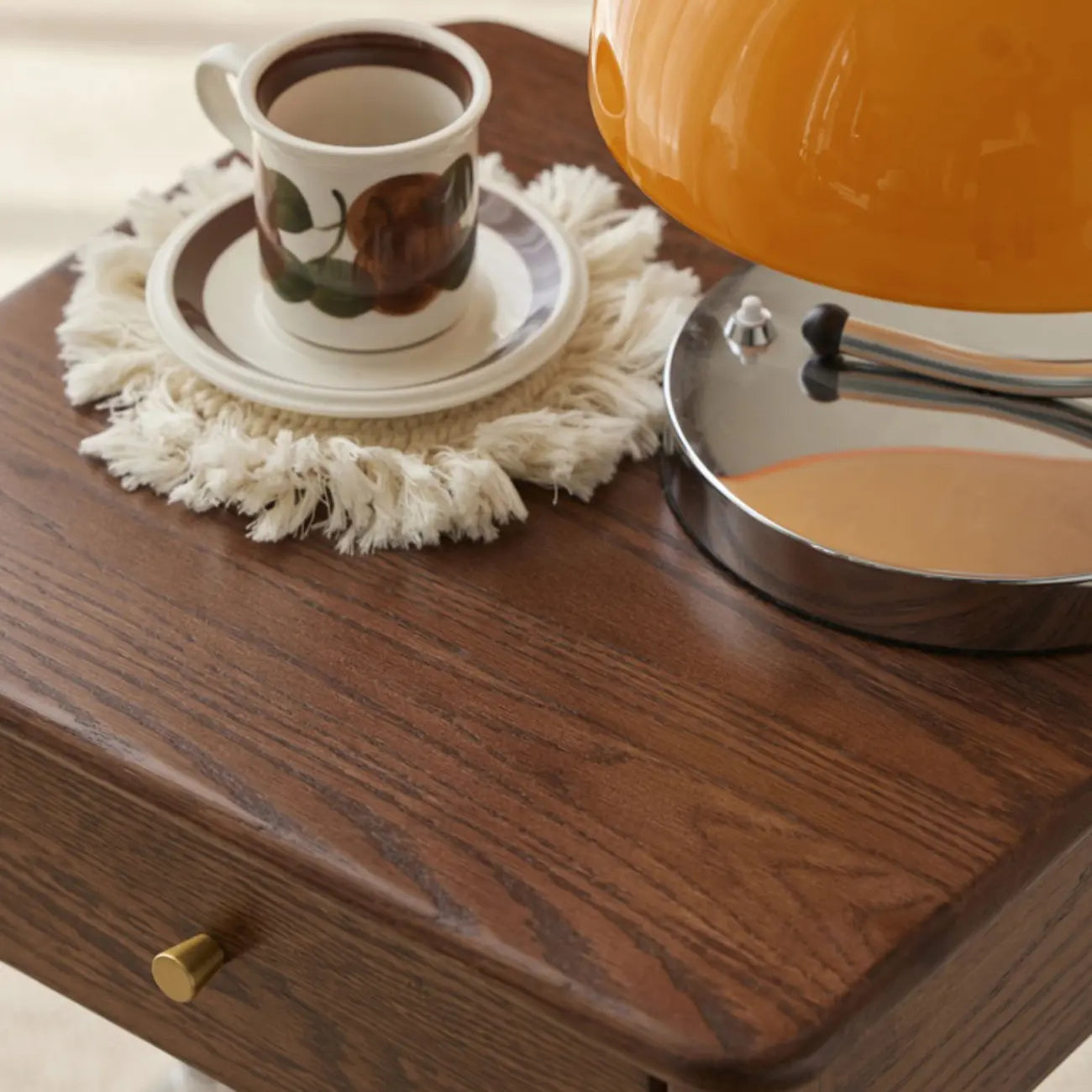 Traditional Narrow Brown Solid Wood Nightstand with Storage
