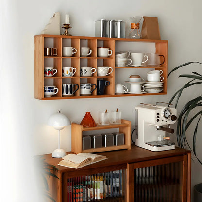 Rectangular Wood Wall-Mounted Open China Cabinet