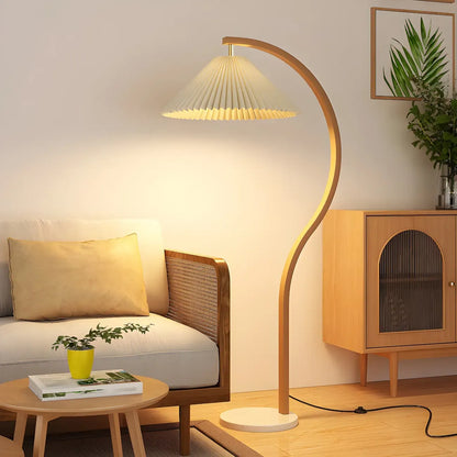 Modern Arched Floor Lamp with Adjustable Pleated Shade