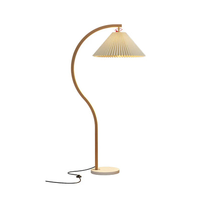 Modern Arched Floor Lamp with Adjustable Pleated Shade