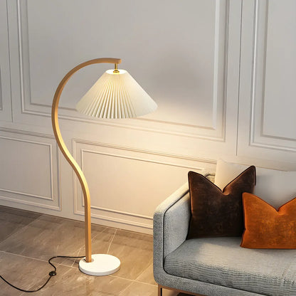 Modern Arched Floor Lamp with Adjustable Pleated Shade