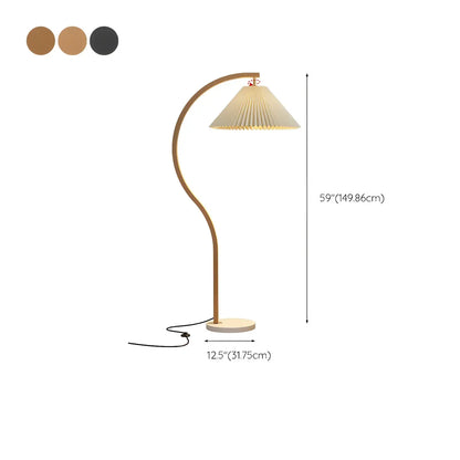Modern Arched Floor Lamp with Adjustable Pleated Shade