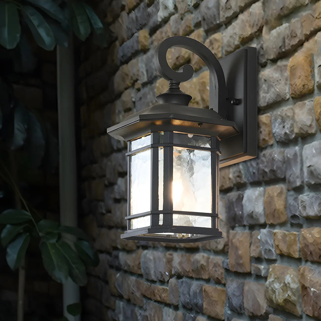 Rustic Black Glass 12.5”H Outdoor LED Wall Lantern