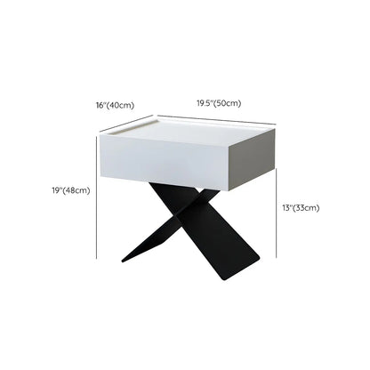 Black Wood X-Leg Drawer Storage Small Nightstand