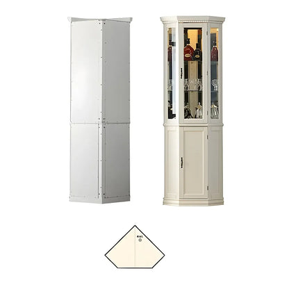 Classic White Wood Glass Display 5-Shelf Corner Cabinet