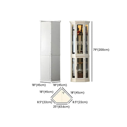 Classic White Wood Glass Display 5-Shelf Corner Cabinet