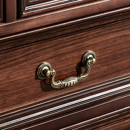 Vintage Brown Walnut Wooden Double Dresser with 9-Drawers