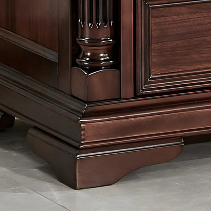 Vintage Brown Walnut Wooden Double Dresser with 9-Drawers