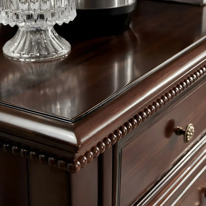 Vintage Brown Walnut Wooden Double Dresser with 9-Drawers