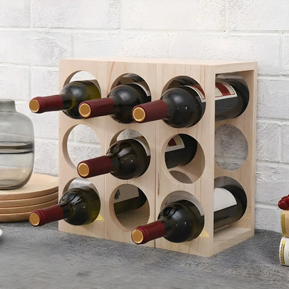 Natural Wooden Stackable Wine Rack Tabletop Wine Holder