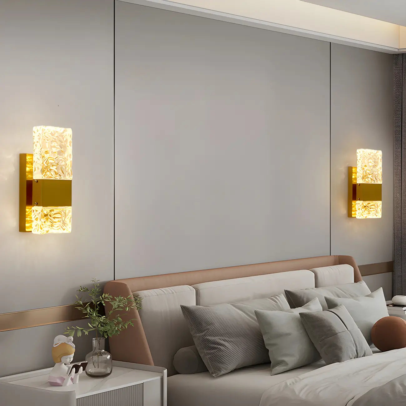 Glam Vanity Wall Light with Crystal Shades for Bathroom