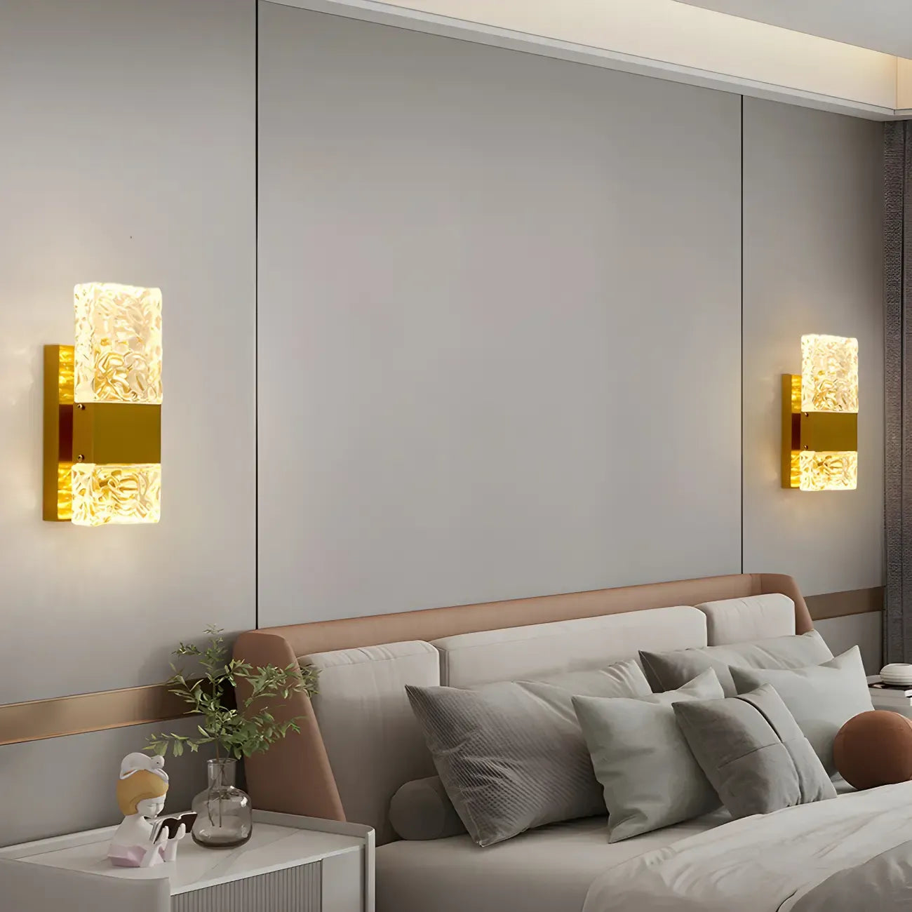 Glam Vanity Wall Light with Crystal Shades for Bathroom