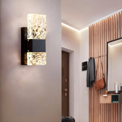 Glam Vanity Wall Light with Crystal Shades for Bathroom