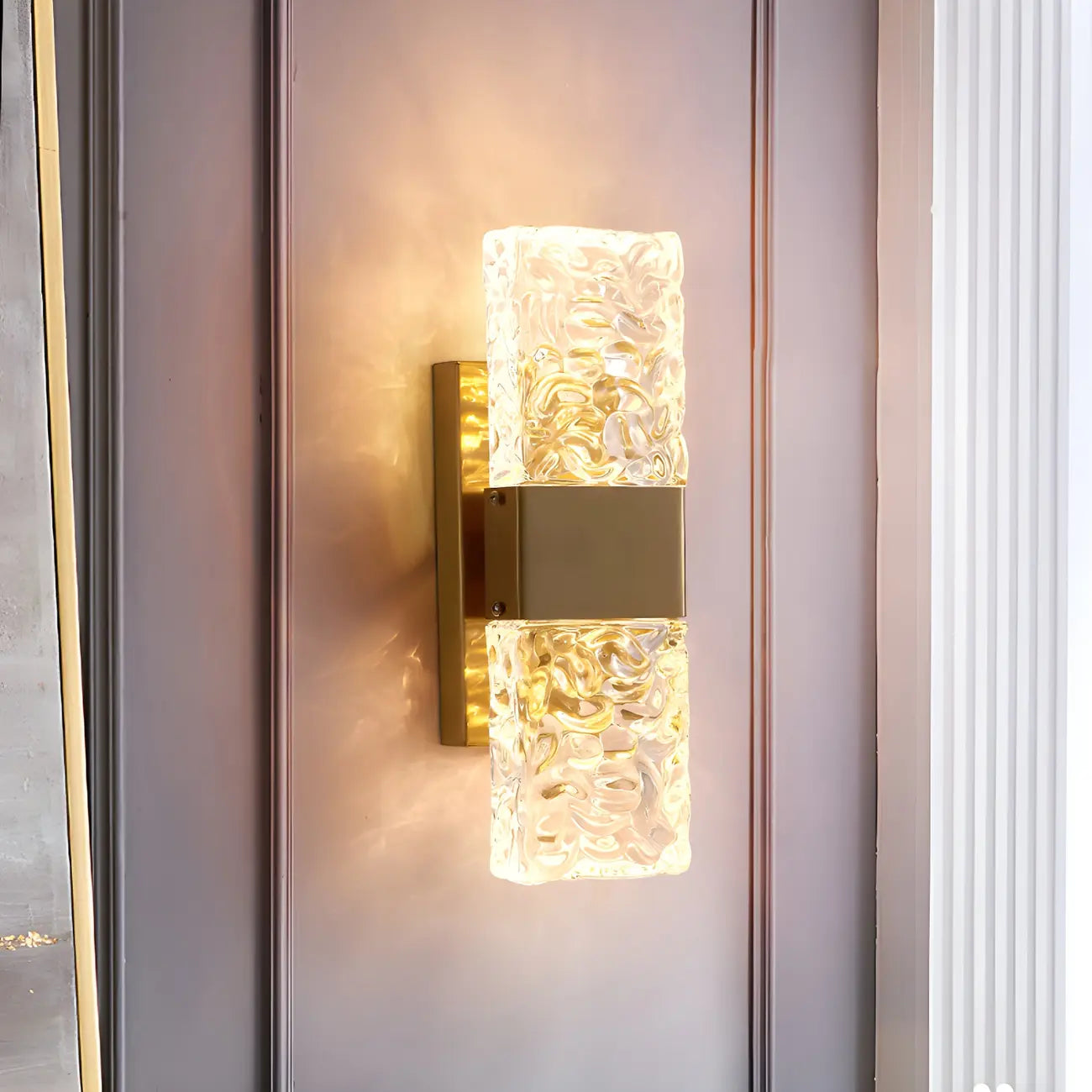 Glam Vanity Wall Light with Crystal Shades for Bathroom