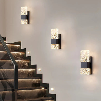Glam Vanity Wall Light with Crystal Shades for Bathroom