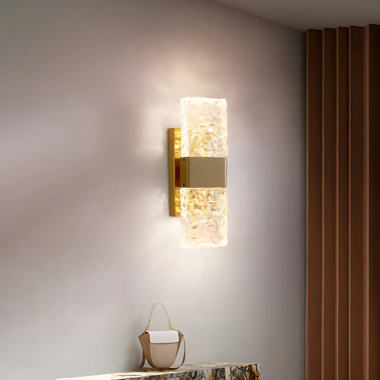 Glam Vanity Wall Light with Crystal Shades for Bathroom