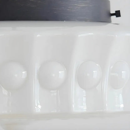 Mini Vintage White Glass Cylinder Chandelier Height  Adjustable