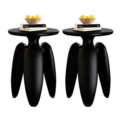 Natural Ash Wood Round Living Room Side Table Three Legs