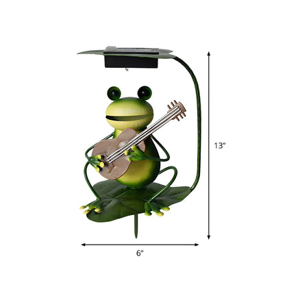 Solar Metal Quirky Frog Musician Landscape Lighting